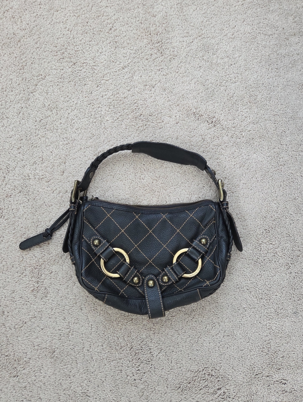 Isabella Fiore Black Leather Shoulder Bag